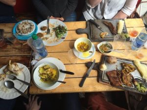 Food on a wooden table